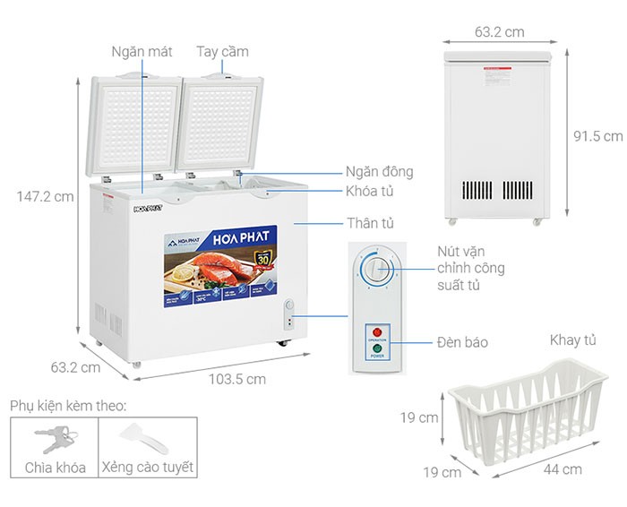 Image Tủ đông Hòa Phát 205 Lít HPF BD6205 1