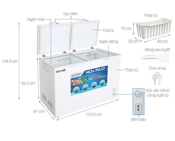 Image Tủ đông Hòa Phát 245 lít HCF 606S2Đ2 1