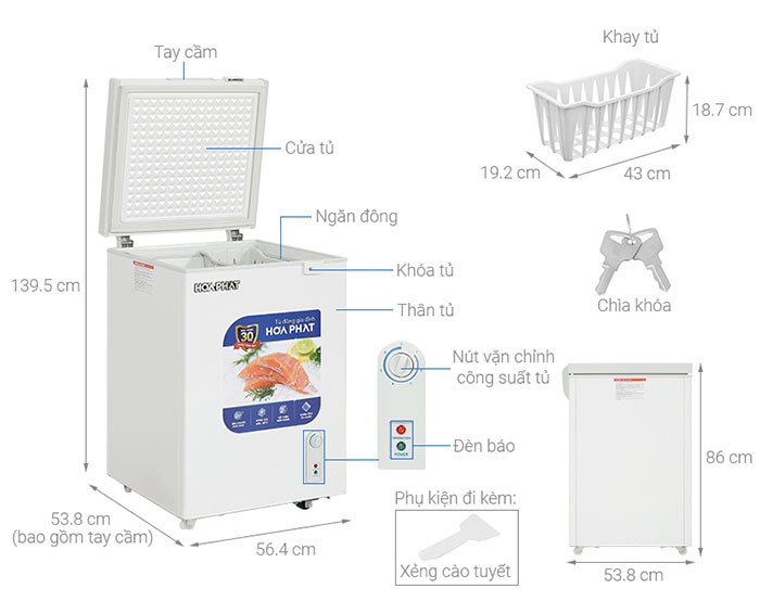 Image Tủ đông Hòa Phát 107 Lít HPF AD6107 3