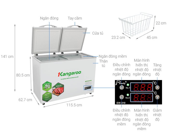 Image Tủ đông mềm Kangaroo 252 lít KG 408S2 3