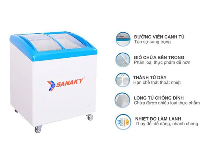 Image Tủ đông mặt kính cong Sanaky VH-282K 1