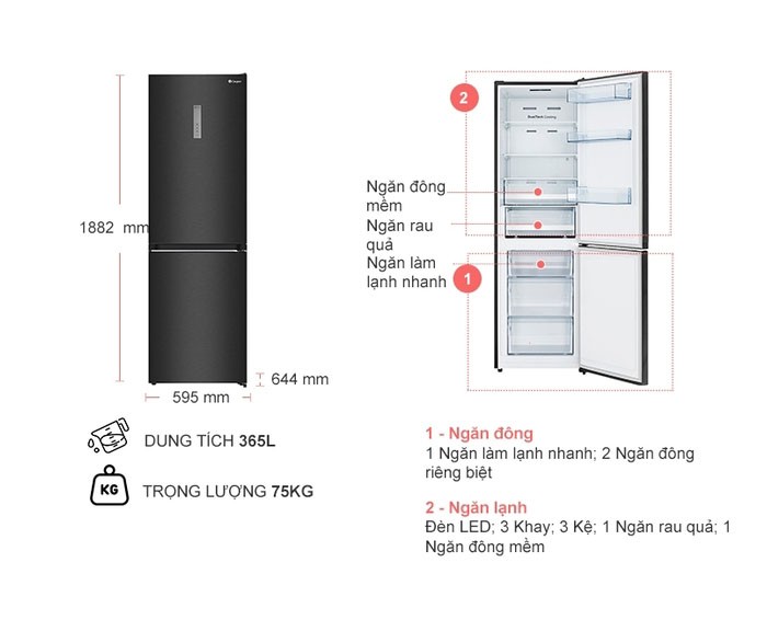 Image Tủ lạnh Casper Inverter 325 lít RB-365VB 3
