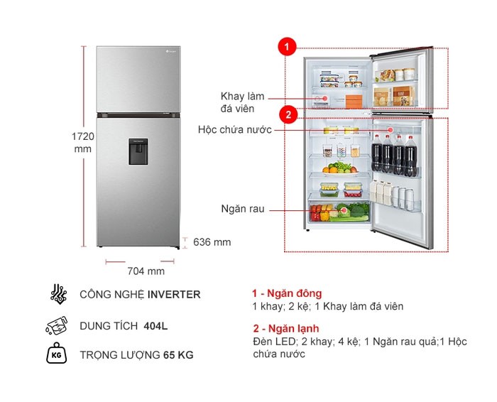 Image Tủ lạnh Casper Inverter 404L RT-421VGW 3