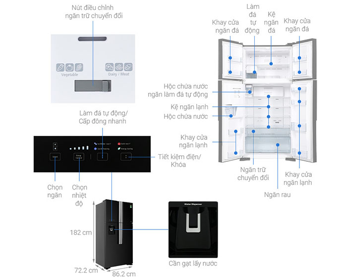 Image Tủ lạnh Hitachi Inverter 540 lít Multi Door R-FW690PGV7X GBK 4