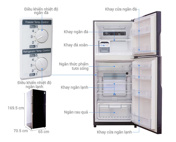 Image Tủ lạnh Hitachi Inverter 365 lít R-VG440PGV3 3