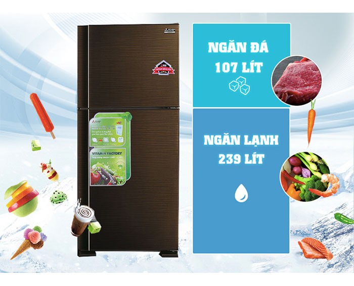 Image Tủ lạnh Mitsubishi Electric Inverter 346 lít MR-F42EH-BRW 2