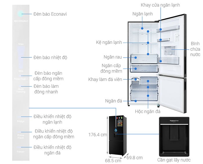 Image Tủ lạnh Panasonic Inverter 410 lít NR-BX460WKVN 3