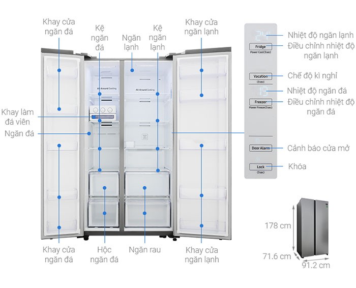 Image Tủ lạnh Samsung Inverter 647 lít RS62R5001M9/SV 4