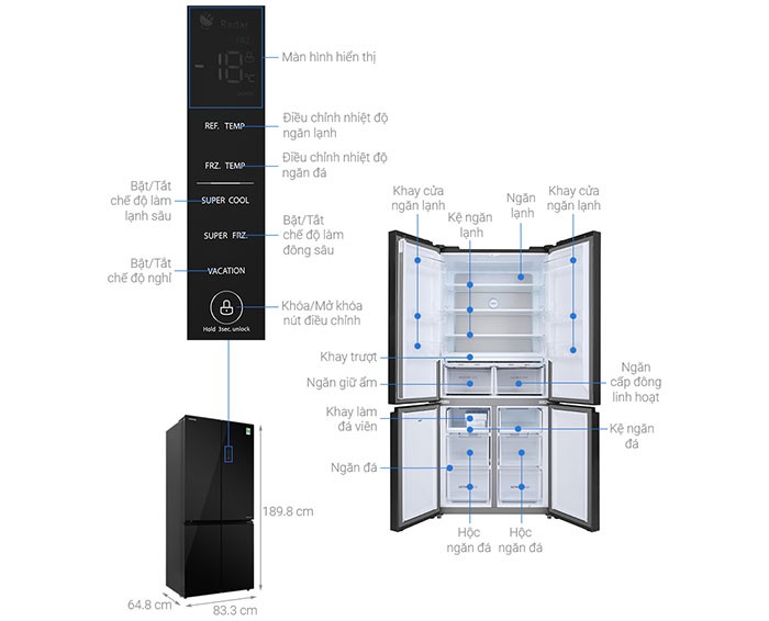Image Tủ lạnh Toshiba Inverter 511 lít Multi Door GR-RF610WE-PGV(22)-XK 1
