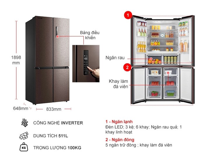Image Tủ lạnh Toshiba Inverter 511 lít GR-RF610WE-PMV(37)-SG 3
