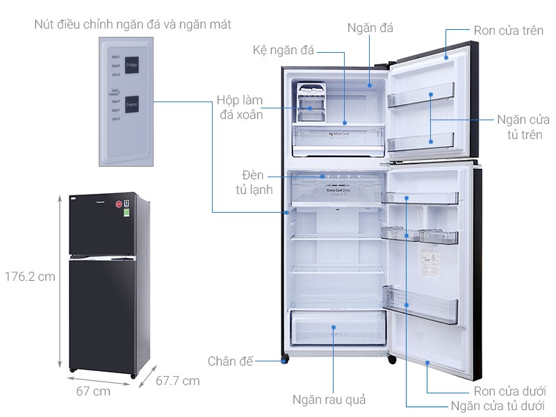 Image Tủ lạnh Panasonic inverter 405 lít NR-BD468GKVN 4